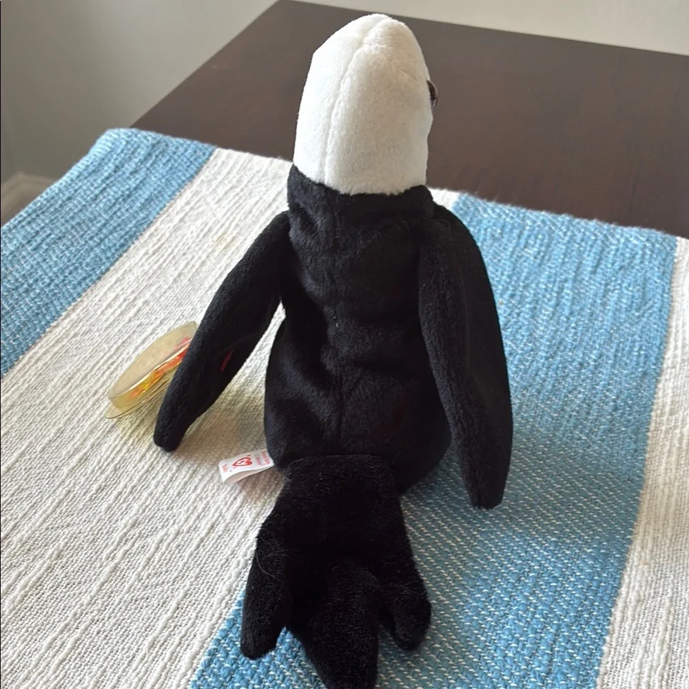 Ty Black and White Baldy Eagle Bird Beanie Baby NWT